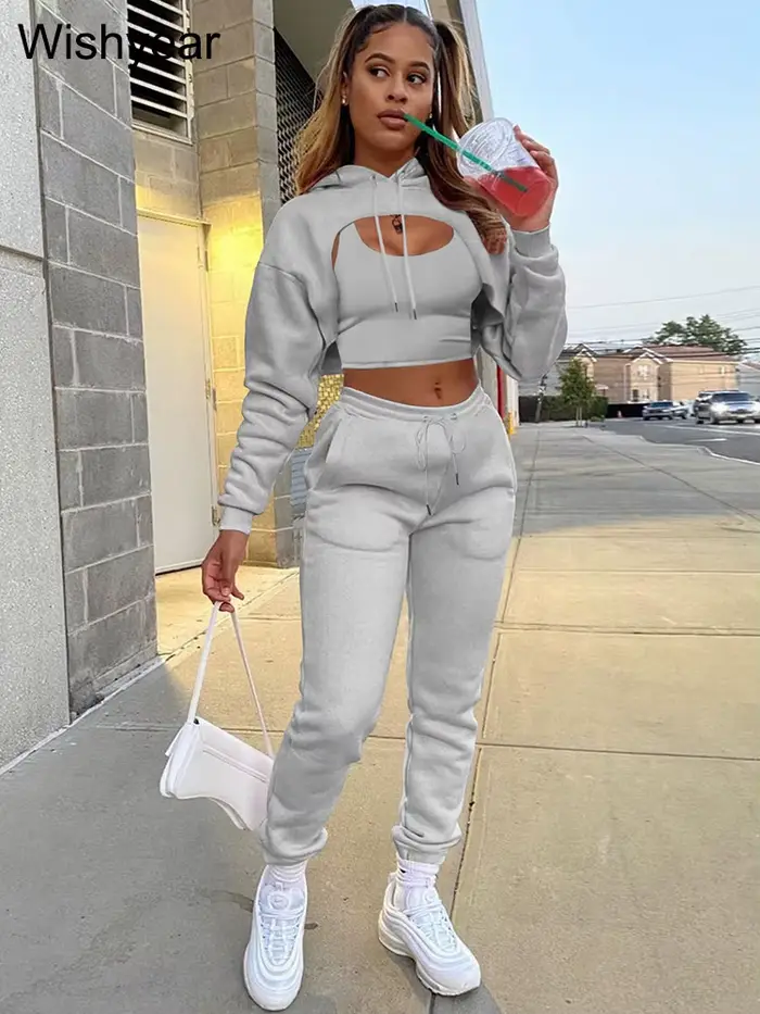 Ensemble de survêtement 3 pièces pour femme sweat à capuche en velours pantalon de survêtement en émail Y+ jogging de sport tenue d'hiver automne activité sportive mode confort durable