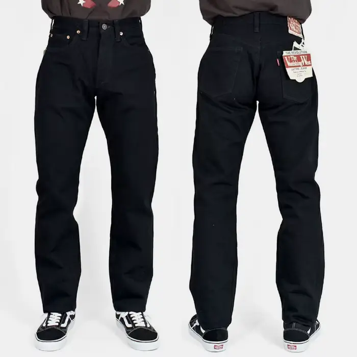 FREEWHEELERS & CO Lot 601 Jeans noirs à bord rouge 14oz