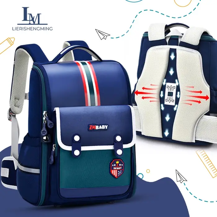 Sac d'école primaire de style britannique pour enfants, sac léger pour garçons, protection de la col