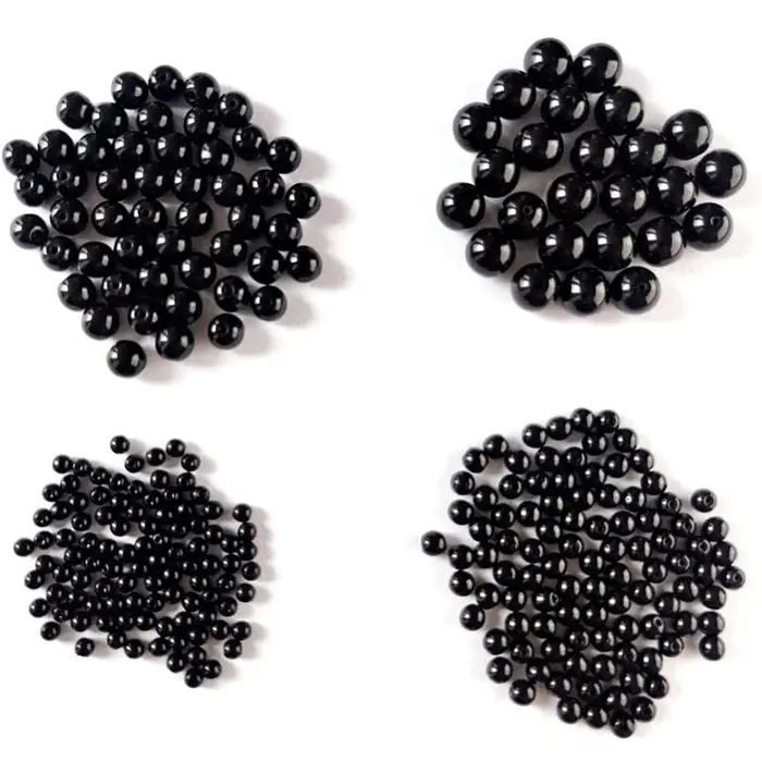 Lot de 100 perles de pêche de 3mm à 8mm, bouchon d'espace noir rond, haricots durs souples, leurres 