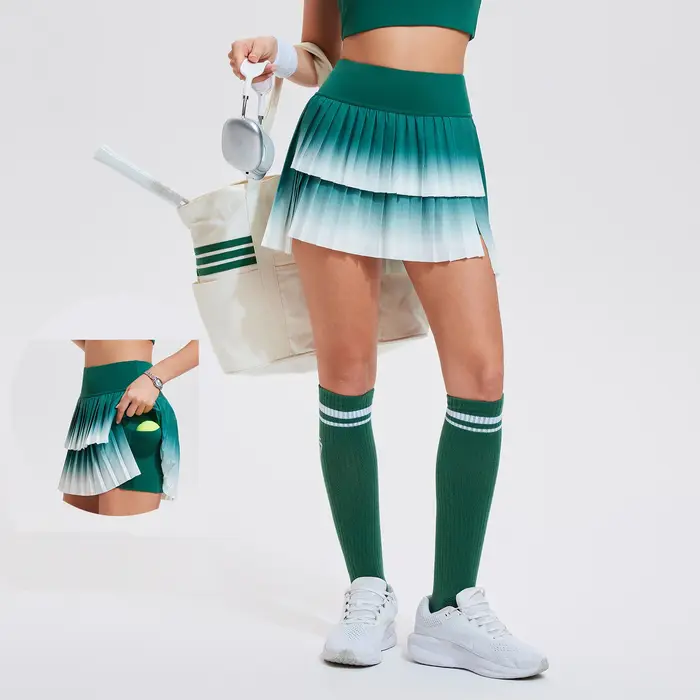 Mini jupe de Tennis taille haute pour femmes, dégradé plissé, Yoga, Golf, ceinture de sport, pantalo