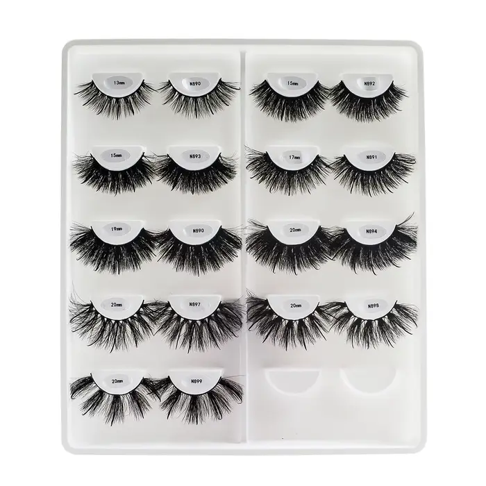 Livraison gratuite 10 paires/pack moelleux vaporeux bande naturelle cils avec pointes en gros en vra