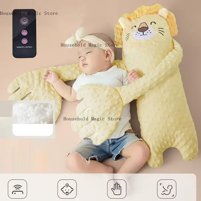 Dessin animé bébé aide au sommeil apaisant main oreiller pacifier poupée main avec télécommande pour
