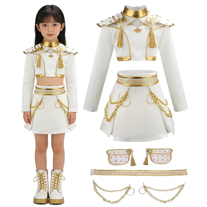 Costume de fête d'halloween de Style K-POP pour enfants, tenue de spectacle idole avec haut et jupe 