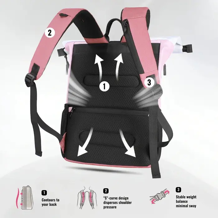 Sac à dos de voyage décontracté Heroic Knight, à enroulement, antivol, pour femme, sac à dos scolair