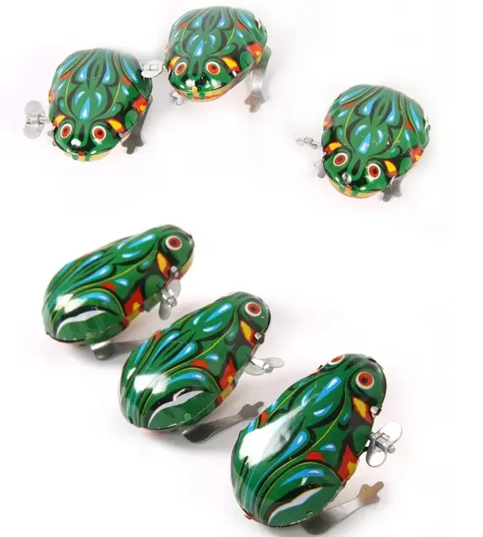 Jouet classique à remonter en étain, grenouille sauteuse, jouet vintage pour enfants, jouet éducatif