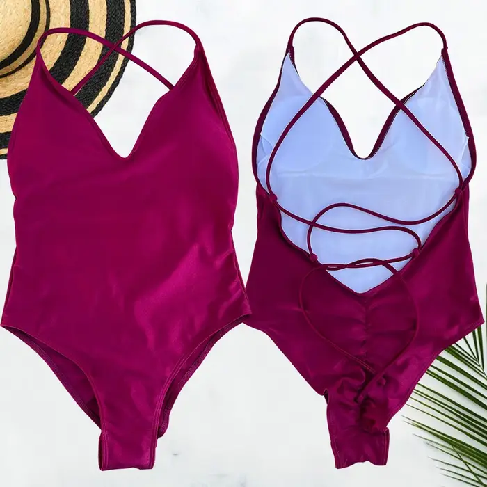 Maillot de bain une pièce femme 2025 - Bikini sexy grande taille pour plage et piscine - Modèle solide et tendance