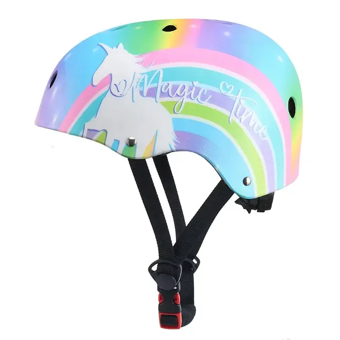 Casque de vélo arc-en-ciel pour enfants avec roue auto-équilibrante patinage et skate sécurité et durabilité pour sorties familiales et cadeaux d'anniversaire