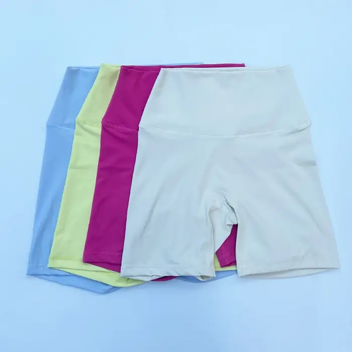 Short de sport femme taille haute Yoga cintré liftant fesses - Course Nylon élastique