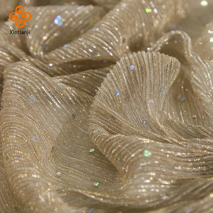 Tissu à paillettes argentées Turban Sari bricolage crêpe paillettes maille dentelle robe de soirée c