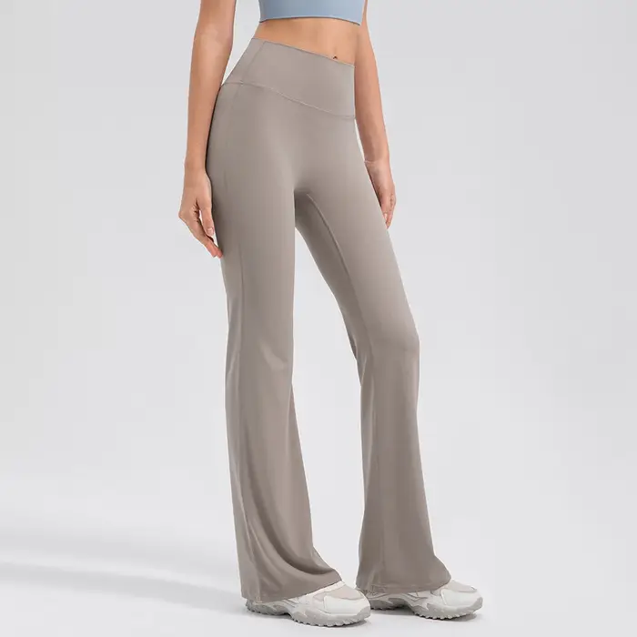 Pantalon de yoga femme taille haute - Extensible doux évasé pour sport gym confort optimal