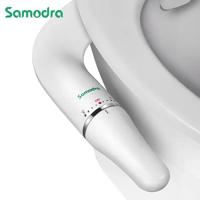 SAMODRA Bidet de toilette Ultra-mince, fixation de siège de toilette avec entrée en laiton, pression