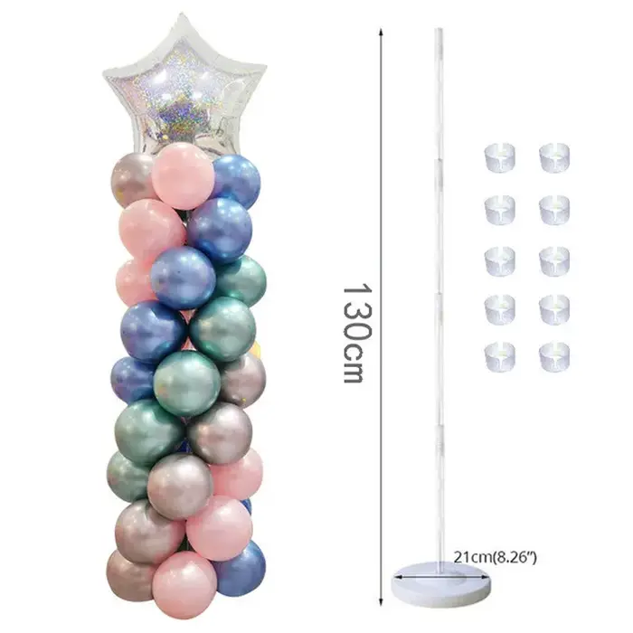 Support de colonne de ballons transparent 130cm, 1 pièce, support de ballons en arc pour décoration 