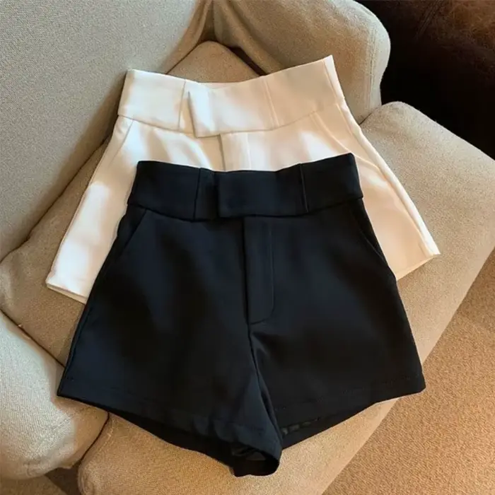 Shorts Mooyufon Noirs Harajuku Taille Haute Élégance Décontracté Pour Fille Chaude Pantalon Droit Occasions Spéciales