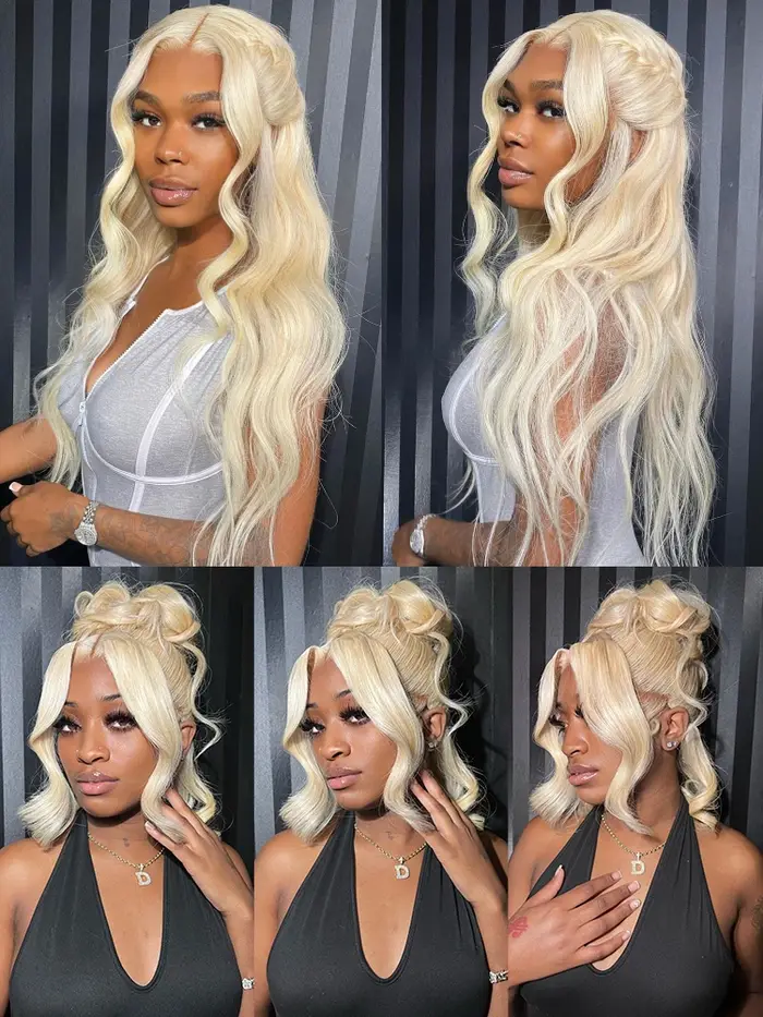 Perruque Lace Front Wig Body Wave naturelle 613, cheveux humains, blond miel 360, 13x4, 13x6, pre-pl