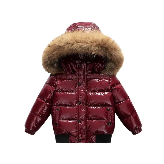 Doudoune à capuche brillante UNITIM pour bébés filles et garçons, manteau d'hiver épais et chaud pou