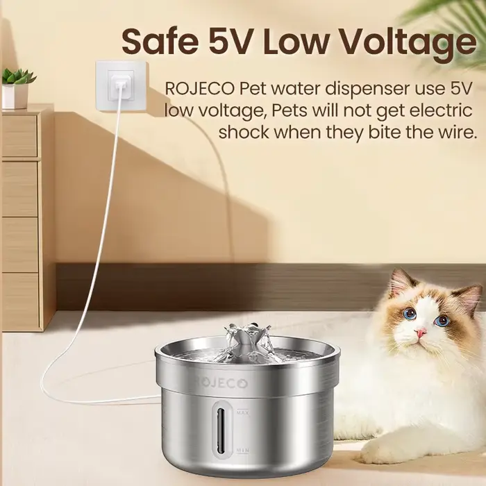 ROJECO fontaine à boire pour animaux de compagnie en acier inoxydable fontaine d'eau automatique pou