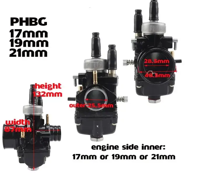 PHBG 17mm 17.5mm 19mm 19.5mm 21mm Carburedor pour Yamaha KTM Puch Zuma Jog Scooter 50cc 90cc BWS100 