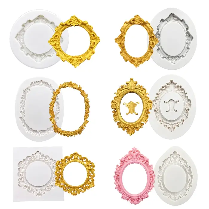 Moule en silicone pour cadre photo et miroir, outils de résine, moule à cupcakes pour sugarcraft, ou