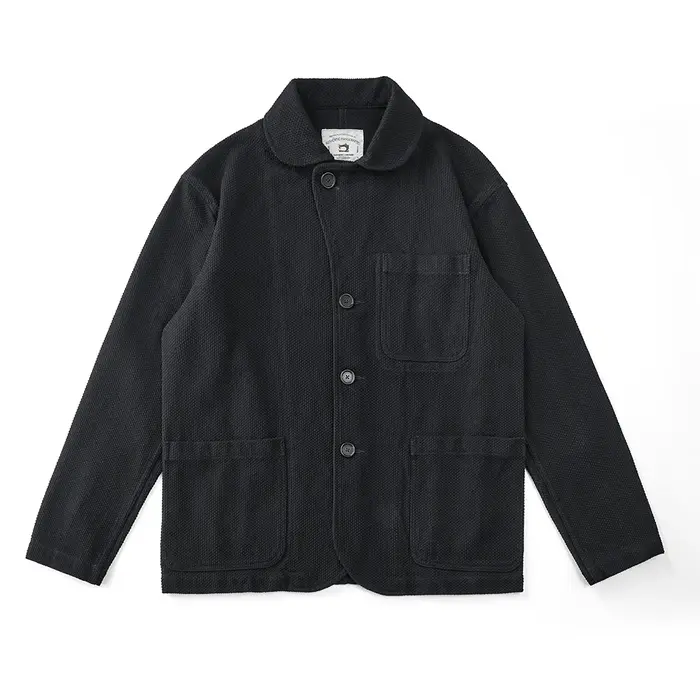 Vintage lourd Kendo veste hommes automne hiver nouveau coton revers multi-poches ample encre teint v