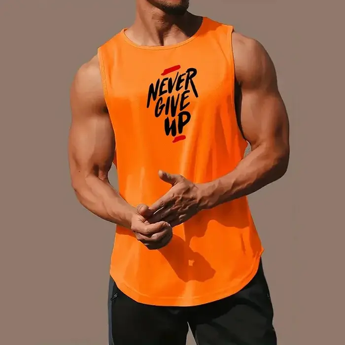 Never Give Up – gilet de course en maille ample pour hommes, séchage rapide, respirant, entraînement