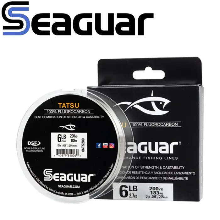 SEAGUAR TATSU-Ligne de pêche originale 100% fluorocarbone DSF, de niveau compétitif, de 4 à 25lb, 20