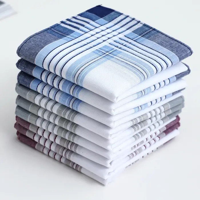 Mouchoirs en pur coton teint en fil pour hommes, mouchoirs à carreaux classiques, souvenirs du marié