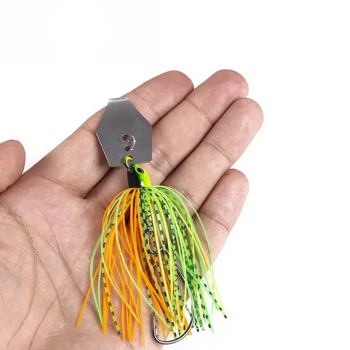 Leurre métallique avec jupe en caoutchouc, appât ÉlwobJeff, buzzbait, jigging, cuillère spinner pour