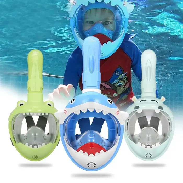 Masque de plongée intégral pour enfants, dessin animé, natation, plongée sous-marine, anti-buée, ens
