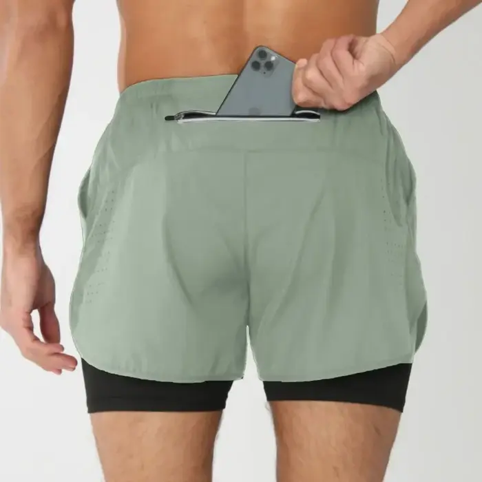 Shorts de course pour hommes, double couche, pour la gym et le fitness, pantalons de sport d'été à s