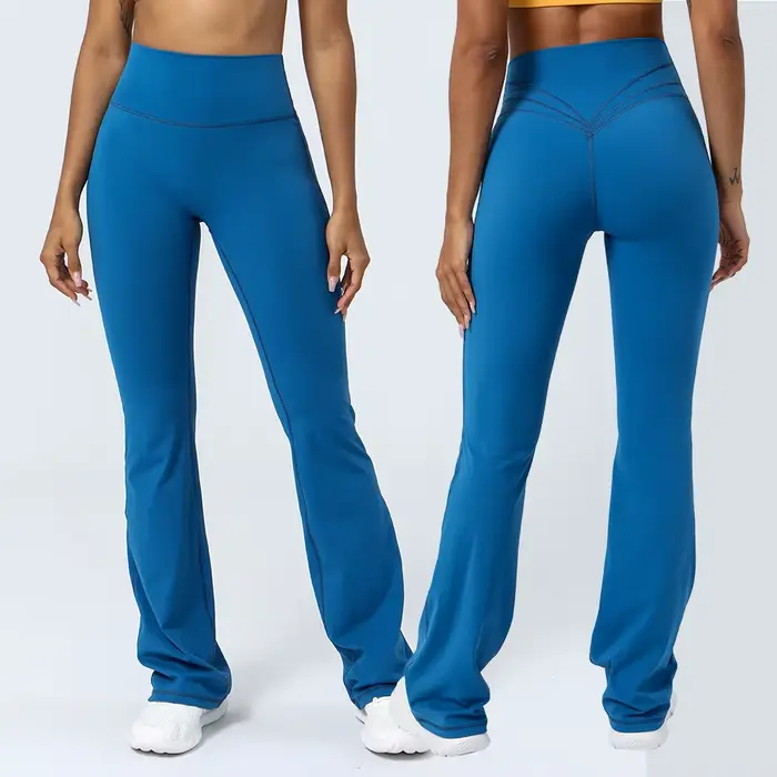 Leggings évasés yoga femmes taille haute - Danse Pilates fitness jambes larges sport