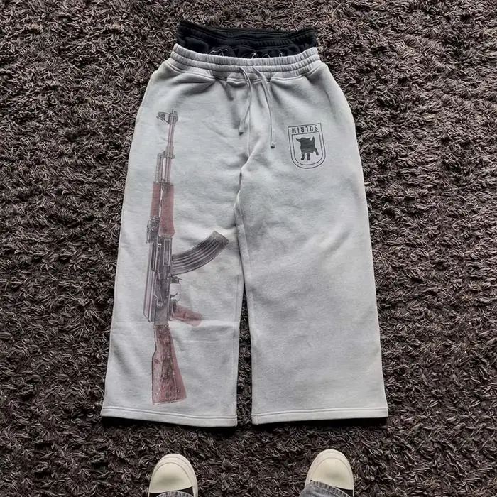 Y2K – pantalon de garde de rue brodé, taille haute, décontracté, jambe droite, Double taille, Design