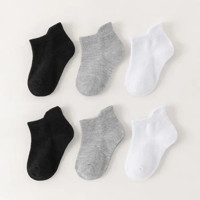 6 paires de chaussettes pour enfants, chaussettes blanches pour bébés garçons et filles