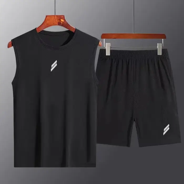 Combinaison de sport en maille pour hommes, gilet à séchage rapide + objectifs pour hommes, ensemble