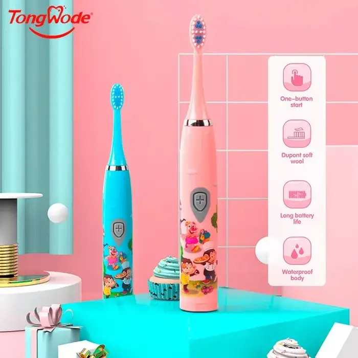 Brosse à dents électrique sonique pour enfants, dessin animé coloré, Rechargeable par USB, douce, au