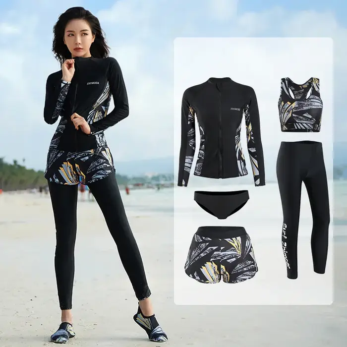 Ensemble rash guard femme manches longues - Protection UV surf natation vêtement sportif technique