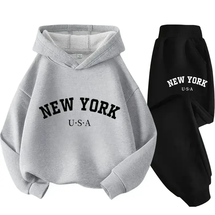 Ensemble décontracté pour enfants, imprimé alphabet USA New York, pour garçons et filles, idéal pour