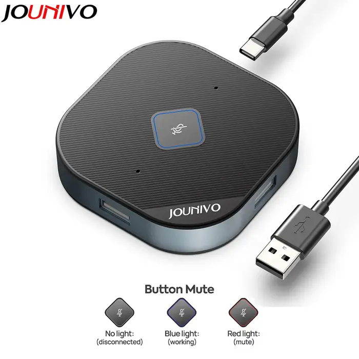 Microphone de conférence USB avec hub à 3 ports pour les appels vidéo, les réunions et le streaming,