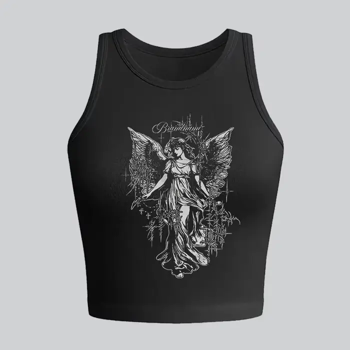 Punk Emo Girls Y2K Style Gothic Y-Women Short Sexy Casual Sling, Précieux Top, Lettre d'été, Vêtemen