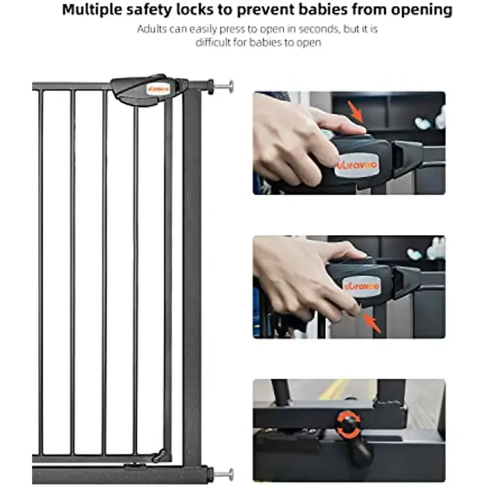 Ubravoo Porte Bébé, Pour Porte et Escalier, Hauteur 100 cm, Porte Blindée, Fermeture Automatique,Tri
