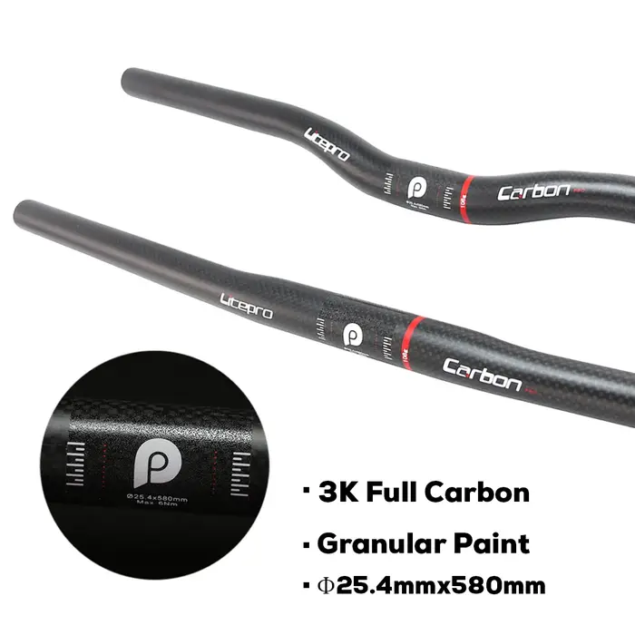 Litepro pliant/BMX 25.4mm 580mm guidon en carbone vtt guidon plat ou montée en Fiber de carbone ultr