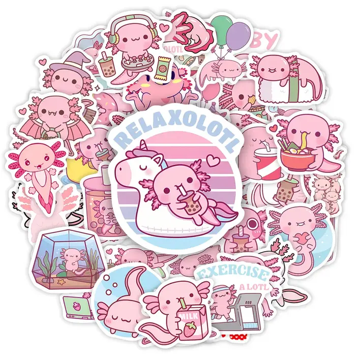 Kawaii dessin animé Axolotl autocollants mignon Animal enfants bricolage jouet cadeau Graffiti décal