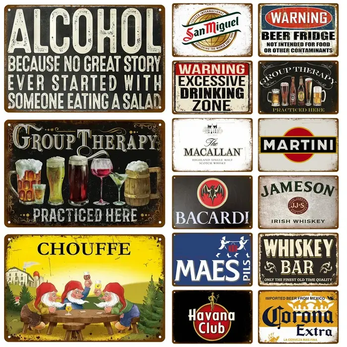 Plaque de marque de bière pour la maison, signe en étain de vin Vintage, Plaque décorative en métal,