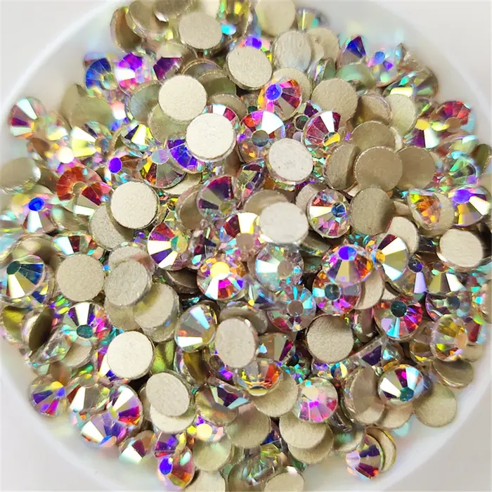 Top paillettes cristal AB/Base or clair Strass Non correcteurs à chaud SS3-SS50 Strass à dos plat et