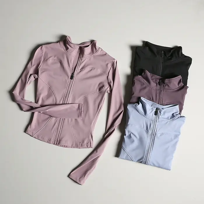 Veste de sport coupe cintrée col montant manteau à fermeture éclair sport Fitness vêtements de Yoga 