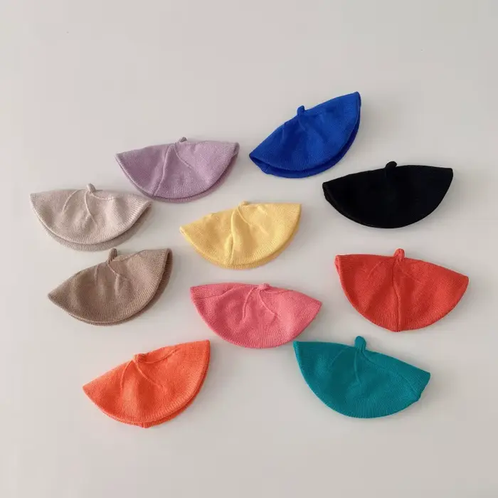 Béret pour enfants, chapeau élégant, Version coréenne, garçons et filles, couleur bonbon, tricoté, m