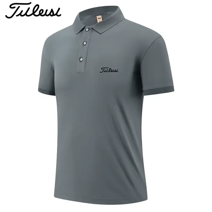 Polo homme d'été à manches courtes, coupe ajustée, tendance, en 100 % polyester, séchage rapide, sty