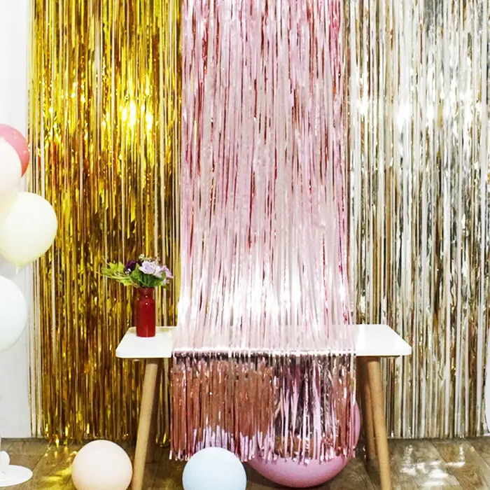 Rideau mural à franges en aluminium, 2/3M, décoration de fête de mariage, à paillettes, pour enterre