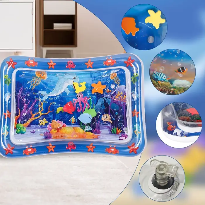 Tapis de jeu d'eau gonflable en PVC pour bébés, temps du ventre, jouets d'activité, développement moteur et sensoriel, coussin d'eau pour nourrissons, éducation précoce, cadeau pour nouveau-né
