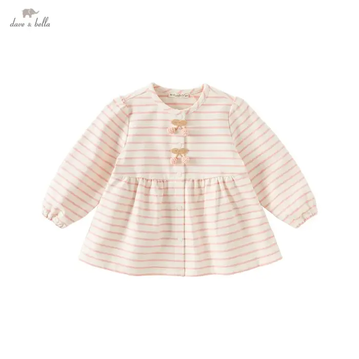MACGirls-Veste en coton rayée pour bébé, cardigan doux et mignon pour enfants, haut de fête pour enf